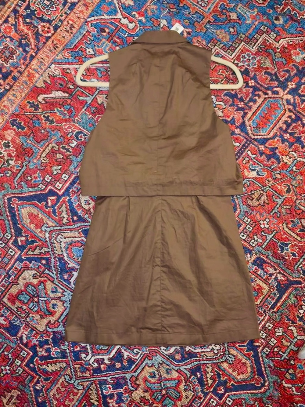 Theory Gemine Taranto Pop Top Sleeveless Dress in color Mud (brown/olive) - Picture 10 of 16